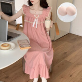 Kawaii apģērbi guļamveļa sievietēm vasaras kokvilnas naktskrekli kleitas tauriņi volāniem atpūtas apģērbi mājas apģērbi korejiešu brīvi pidžamas