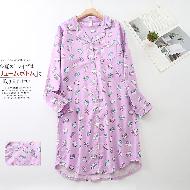 Lihtne talvine pluss suuruses naiste magamisriided 100% harjatud puuvillased soojad öösärgid öösärgid pidžaamad mulher inverno