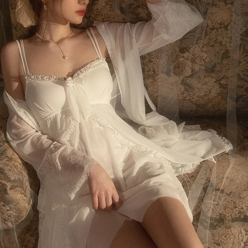 Szexi csipkehálós női nyári hálóing, V-nyakú, otthoni ruha Hálóruha Melltartók Éjszakai ruha Népszerű masni görcsös fehérnemű nagykereskedés