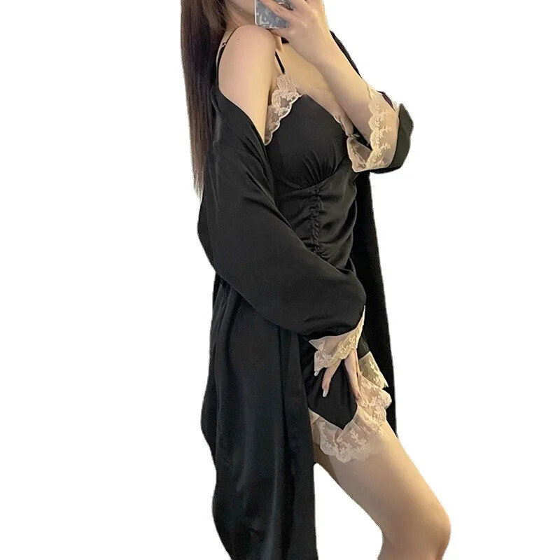 Kevadsuvi seksikas lahtise seljaga Tankrobe öösärgi komplekt naistele Pure Desire esteetiline V-kaelusega magamisriietus rinnapatjaga