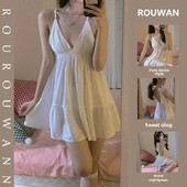 2024 m. nauja seksuali miegui skirta suknelė be rankovių moterims, laisvo dydžio, didelio dydžio naktiniai marškiniai, vasarinė šilkinė suknelė