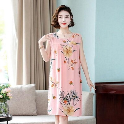 Sieviešu naktskrekli Jauns kokvilnas zīda naktsveļa vasaras kleita ikdienišķa brīva naktskrekla sieviešu guļamkrekls