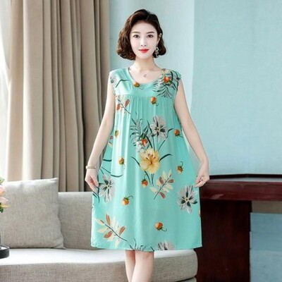 Sieviešu naktskrekli Jauns kokvilnas zīda naktsveļa vasaras kleita ikdienišķa brīva naktskrekla sieviešu guļamkrekls