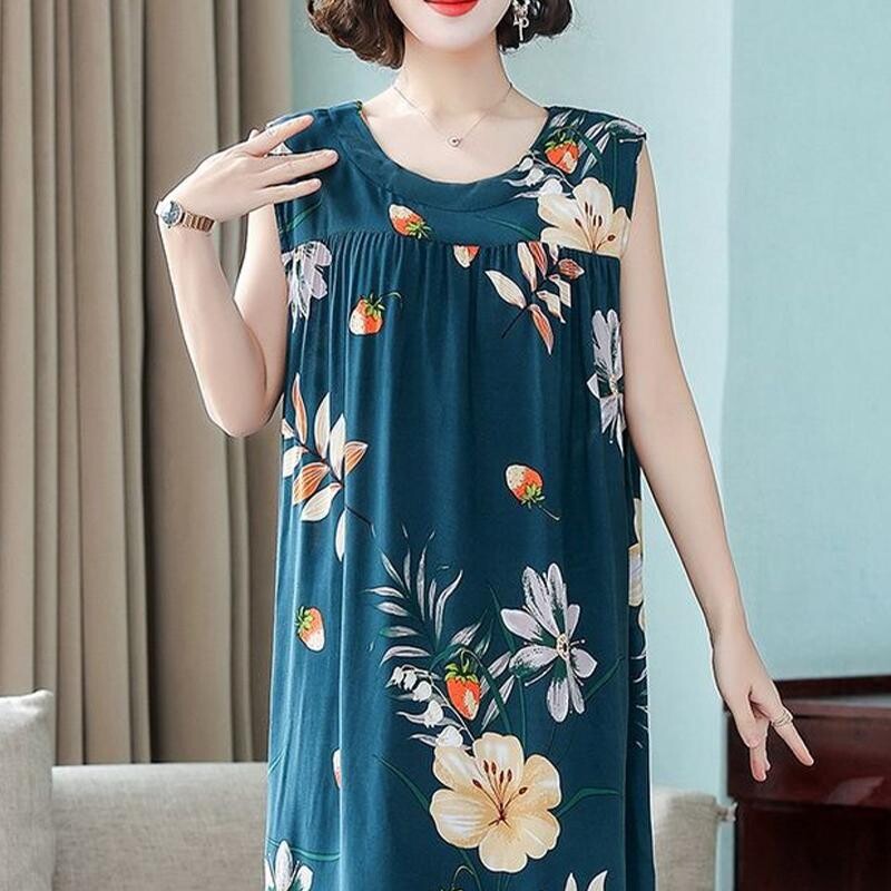 Sieviešu naktskrekli Jauns kokvilnas zīda naktsveļa vasaras kleita ikdienišķa brīva naktskrekla sieviešu guļamkrekls