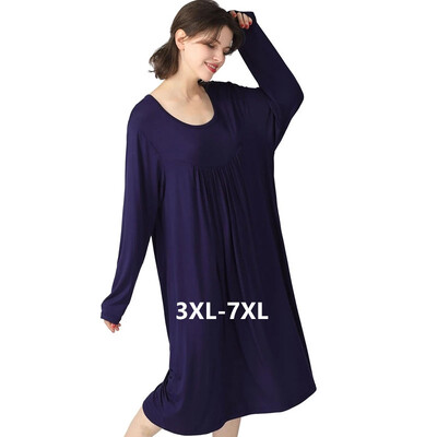 Vestido De Mujer uus kevadine sügisene öösärk 3XL-7XL Suures suuruses öösärgid Naiste kleit Salongirõivad Modal Cotton Lady Öösärk