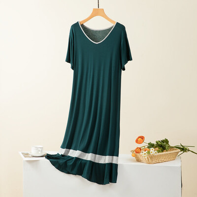 Modaalne lühikeste varrukatega keskmise pikkusega öökleit Naiste magamisriided Suures suuruses vabaaja kleidid Naiste suveöösärgid