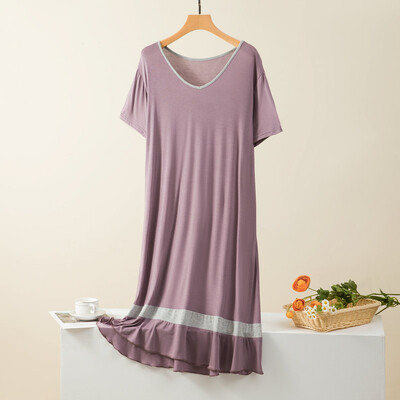 Modaalne lühikeste varrukatega keskmise pikkusega öökleit Naiste magamisriided Suures suuruses vabaaja kleidid Naiste suveöösärgid