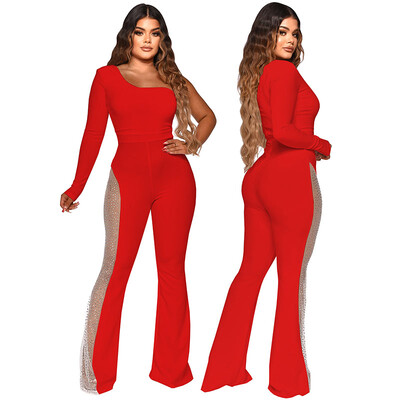 Moodsad poolõladest õlgadest vabastatud kombinesoonid Elegantsed pikkade varrukatega võrkõmblused õhukesed strassikiviga kombinesoonid naistele