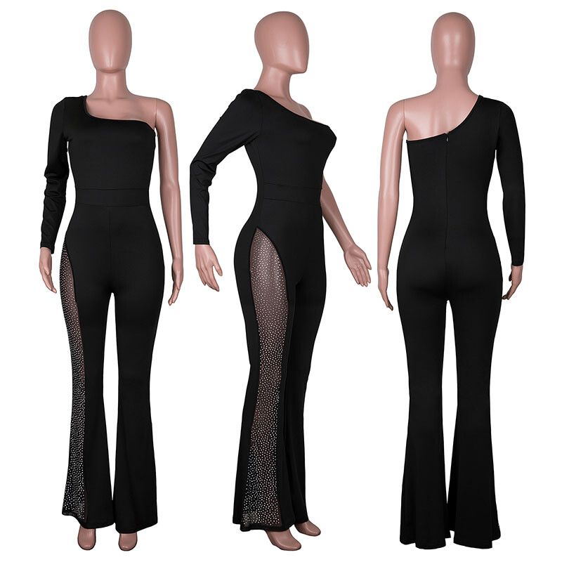 Moodsad poolõladest õlgadest vabastatud kombinesoonid Elegantsed pikkade varrukatega võrkõmblused õhukesed strassikiviga kombinesoonid naistele