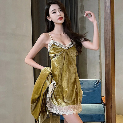 Pure Desire High-End Feel Francia szexi női hálóing Őszi téli otthoni használatra Lacetankssuit Real Test Küldj női hálóruhát