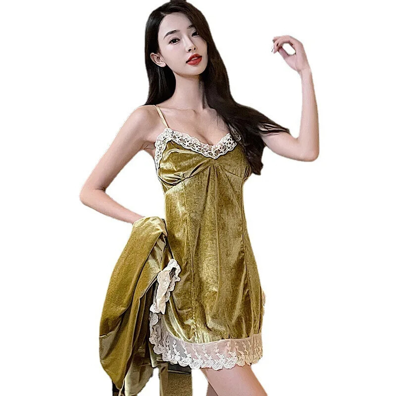 Pure Desire High-End Feel Francia szexi női hálóing Őszi téli otthoni használatra Lacetankssuit Real Test Küldj női hálóruhát