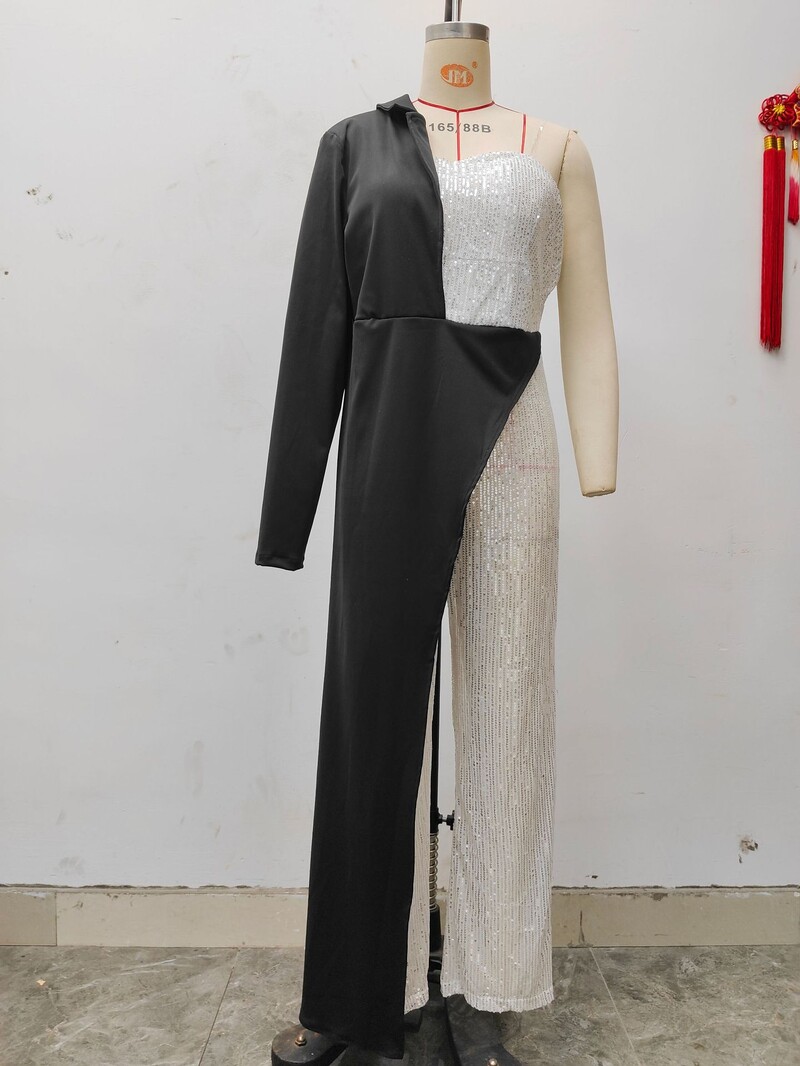 CM.YAYA naiste pikkade varrukatega, litritega bleiseriga laia säärega džemprid, 2025. aasta õhtupeo ühes tükis komplekt.