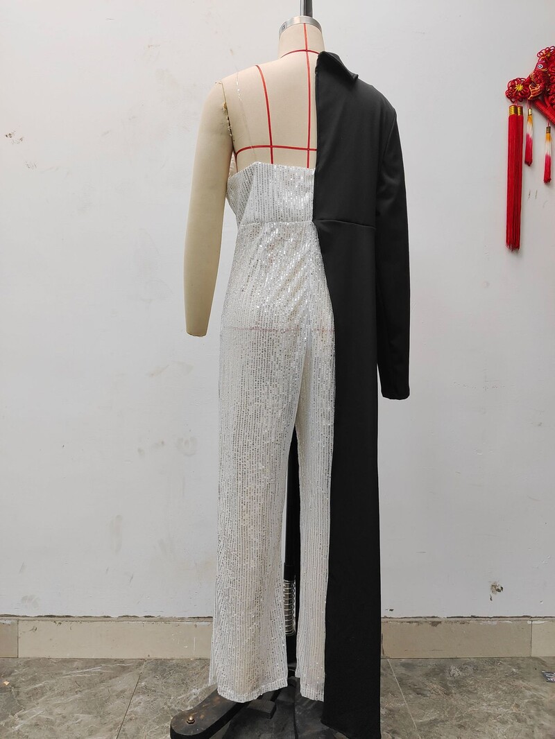 CM.YAYA naiste pikkade varrukatega, litritega bleiseriga laia säärega džemprid, 2025. aasta õhtupeo ühes tükis komplekt.