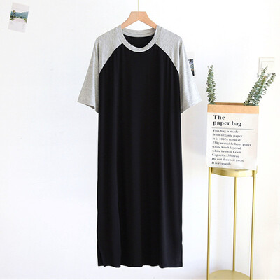 Fdfklak L-5XL Pavasario vasaros naktiniai marškiniai, moteriška naktinė suknelė trumpomis rankovėmis, ilgomis naktinukais Modalinės medvilnės plius dydžio miegui skirta marškinėliai