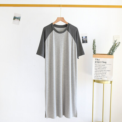 Fdfklak L-5XL Pavasario vasaros naktiniai marškiniai, moteriška naktinė suknelė trumpomis rankovėmis, ilgomis naktinukais Modalinės medvilnės plius dydžio miegui skirta marškinėliai