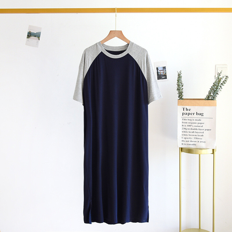 Fdfklak L-5XL Pavasario vasaros naktiniai marškiniai, moteriška naktinė suknelė trumpomis rankovėmis, ilgomis naktinukais Modalinės medvilnės plius dydžio miegui skirta marškinėliai