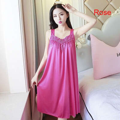 Naiste seksikas naiste pikk siidist satiinist öökleit Varrukateta öösärk Öösärk, pitsiline öösärk Naiste ööriided