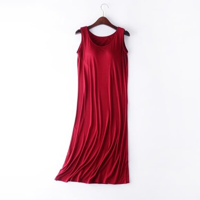 Γυναικεία σέξι νυχτικά σουτιέν με επένδυση μακρύ φόρεμα αμάνικο καλοκαιρινό νυχτικό μεγάλο μέγεθος μοντάλ βαμβακερά νυχτικά γυναικεία υπνοδωμάτια 4XL