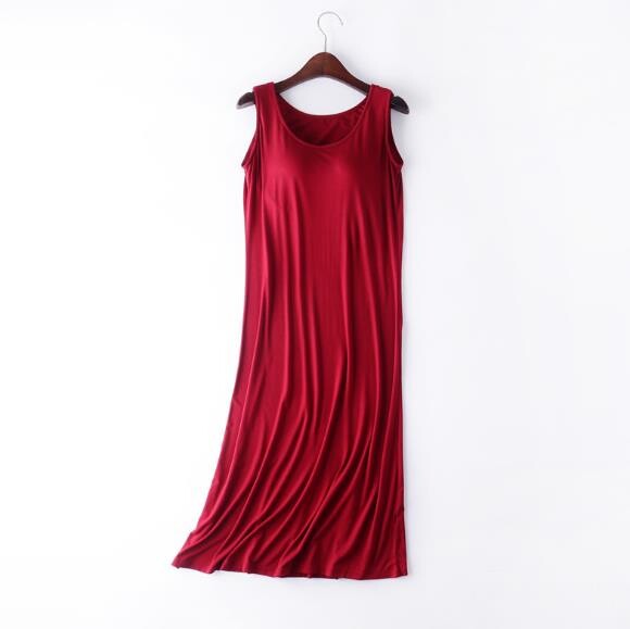 Γυναικεία σέξι νυχτικά σουτιέν με επένδυση μακρύ φόρεμα αμάνικο καλοκαιρινό νυχτικό μεγάλο μέγεθος μοντάλ βαμβακερά νυχτικά γυναικεία υπνοδωμάτια 4XL