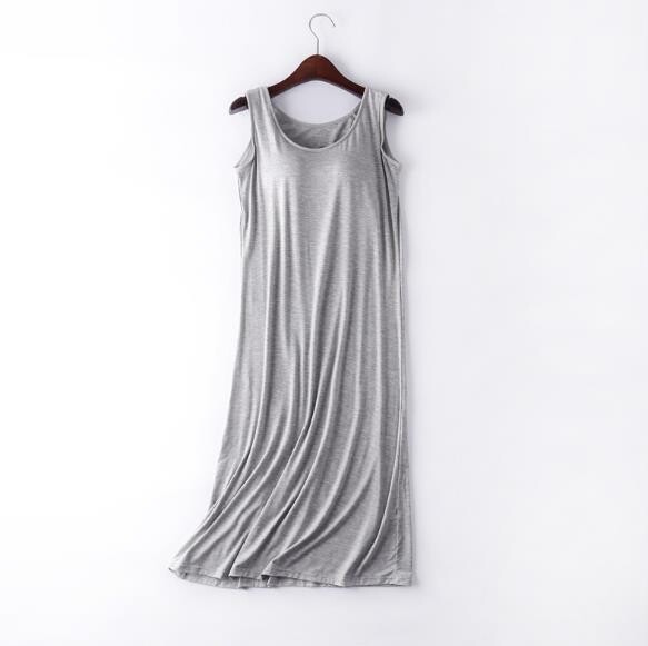 Γυναικεία σέξι νυχτικά σουτιέν με επένδυση μακρύ φόρεμα αμάνικο καλοκαιρινό νυχτικό μεγάλο μέγεθος μοντάλ βαμβακερά νυχτικά γυναικεία υπνοδωμάτια 4XL