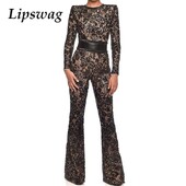 Elegantiškas retro spalvos ilgomis rankovėmis moteriškas siuvinėjimas kombinezonas Madingas nėriniuotas ilgas šliaužtinukas moterims 2025 m. rudens aukštas juosmuo su kaklu.