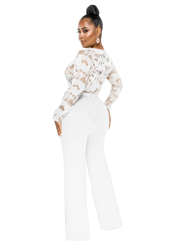 Madingi ir seksualūs laisvalaikio ploni, V formos iškirptės nėrinių balti kombinezonai rudeninis naujas elegantiškas ilgomis rankovėmis Y2k atostogų juodas vakarėlis kombinezonas