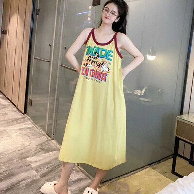 Sexytank sieviešu brīva piegriezuma karikatūra jauka vidēja garuma tankkleita vasaras jauna ikdienas mājas apģērba naktskrekls guļamkrekls