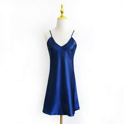 Daeyardi seksikas V-kaelusega öösärk naistele Täissiidist satiinist pesu Öökleit Varrukateta magamisriided Naiste ööriided Koduriided