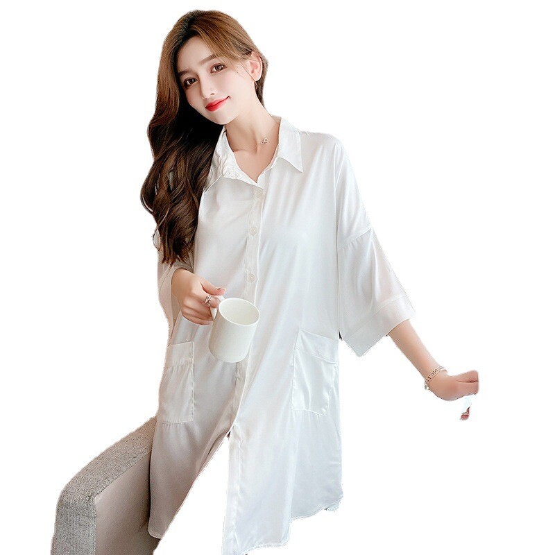 Sieviešu naktskrekli Satīna zīda mežģīnes V veida kakla izgriezuma krekls guļamveļa pogas Naktsveļa kleita Seksīga apakšveļa kleita halāts Mājas kleita Naktskrekls