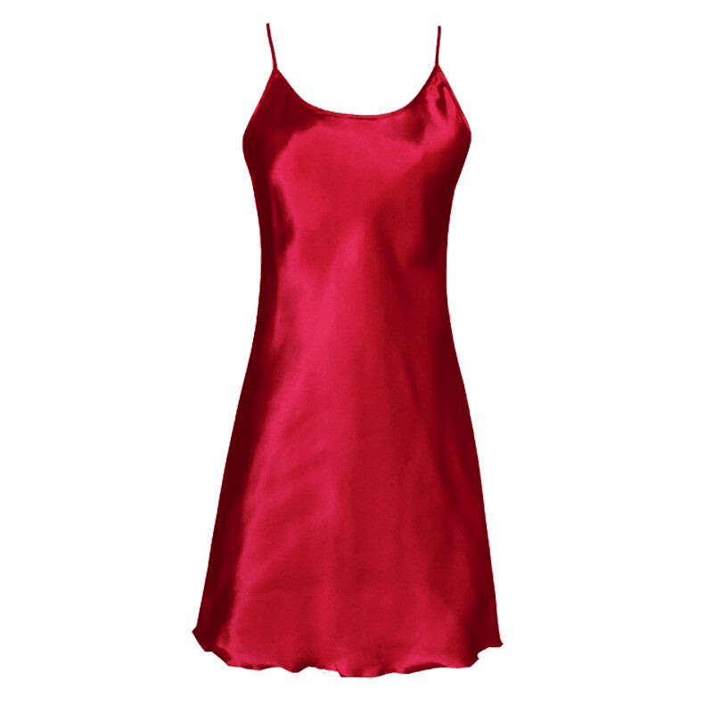 Seksīgi sieviešu guļamveļas zīda naktskrekls ar O veida kakla izgriezumu Mīksta satīna apakšveļa naktskleita bez piedurknēm Sieviešu apģērbi