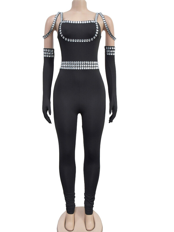 Kricesseen Glamrours Girl Rhinestones kombinezons ar cimdiem Sparkle Crystal Night Out Rompers viengabala kombinezoni dzimšanas dienas tērpi