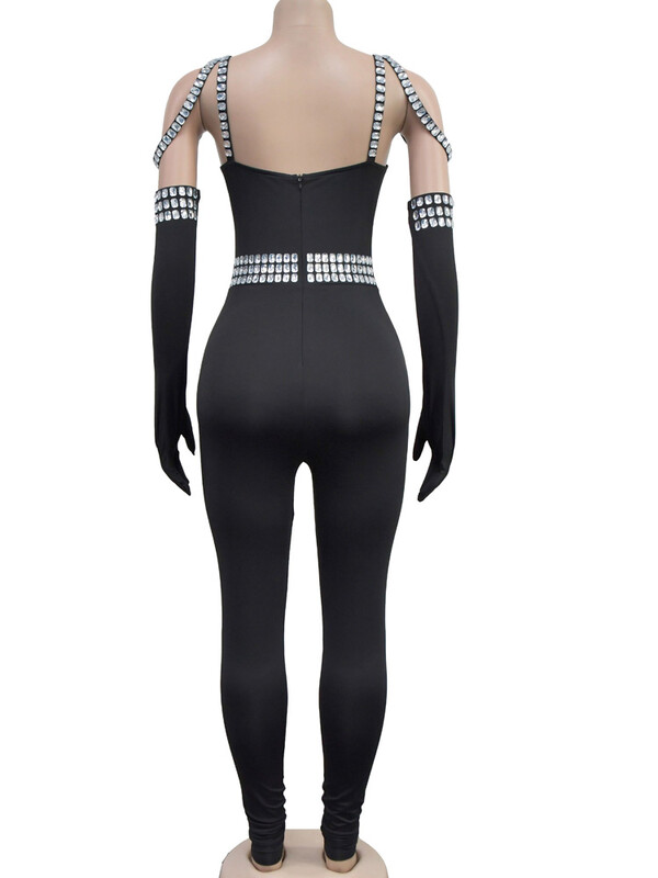 Kricesseen Glamrours Girl Rhinestones kombinezons ar cimdiem Sparkle Crystal Night Out Rompers viengabala kombinezoni dzimšanas dienas tērpi