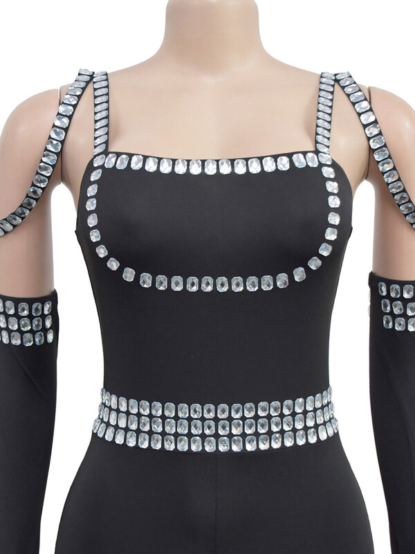 Kricesseen Glamrours Girl Rhinestones kombinezons ar cimdiem Sparkle Crystal Night Out Rompers viengabala kombinezoni dzimšanas dienas tērpi