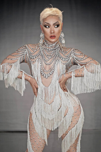 Seksualūs moteriški šliaužtinukai deimantas Blizgūs kutai, tamprūs, aptempti kombinezonai vakarėlis Baras naktinis klubas DJ dainininkės scenos drabužiai