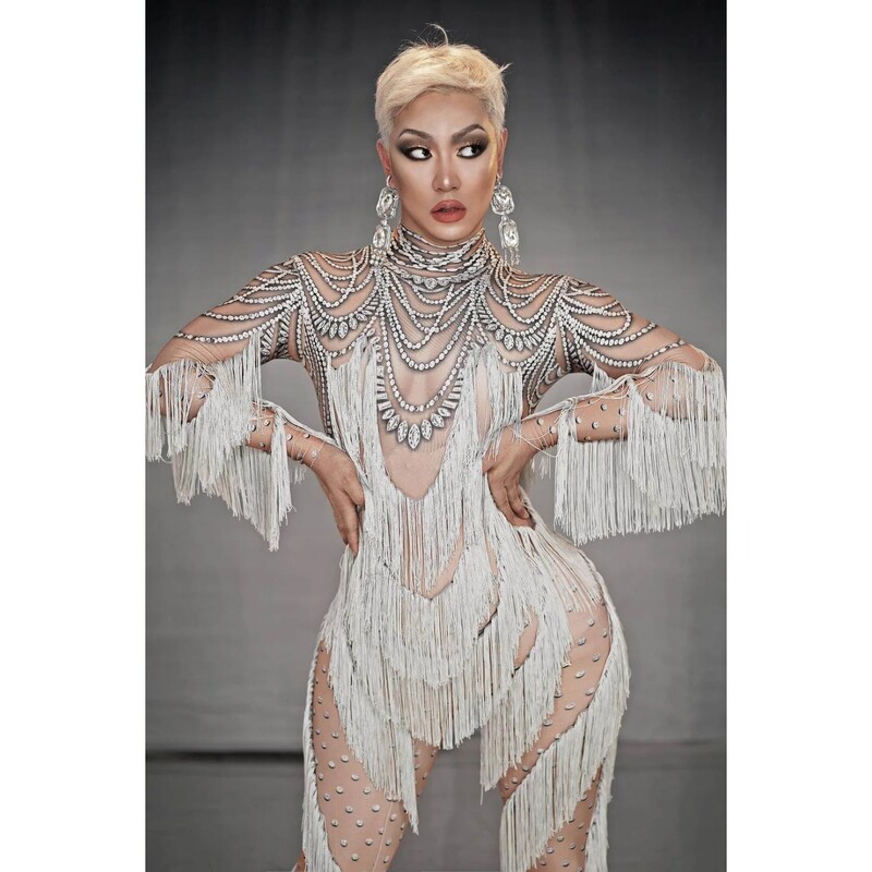 Seksualūs moteriški šliaužtinukai deimantas Blizgūs kutai, tamprūs, aptempti kombinezonai vakarėlis Baras naktinis klubas DJ dainininkės scenos drabužiai