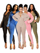 Modes sieviešu trikotāžas rievoti garām piedurknēm motociklistu kombinezoni 2025. gada rudenī mazgāti ielas rotaļu tērpi, viengabala tērpi