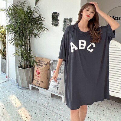 Fdfklak vabaaja vaba öökleit Naiste Modaalne mugav öösärk Naiste kirjaga magamissärk Kevadsuvised öösärgid 50-110 KG