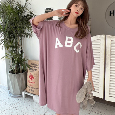 Fdfklak vabaaja vaba öökleit Naiste Modaalne mugav öösärk Naiste kirjaga magamissärk Kevadsuvised öösärgid 50-110 KG