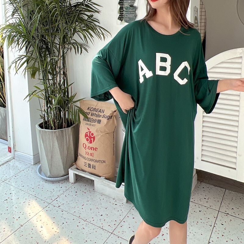 Fdfklak vabaaja vaba öökleit Naiste Modaalne mugav öösärk Naiste kirjaga magamissärk Kevadsuvised öösärgid 50-110 KG