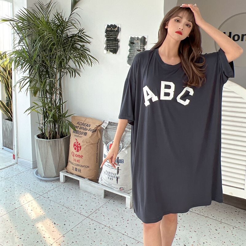 Fdfklak vabaaja vaba öökleit Naiste Modaalne mugav öösärk Naiste kirjaga magamissärk Kevadsuvised öösärgid 50-110 KG