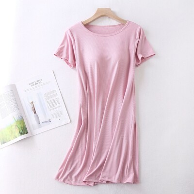 Laisvi naktiniai marškinėliai Namų drabužiai trumpomis rankovėmis, dideli XXL naktiniai marškiniai moterims Vasariniai miegui skirti srieginiai krūtinės apmušalai miegamoji suknelė