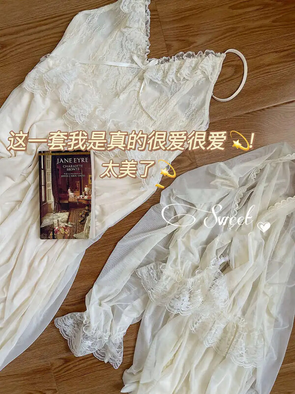 Vintage sieviešu galma stila plāns tills halāts/naktskrekls Sieviešu princešu naktskrekli Pasaku pidžamas guļamveļa sieviešu apģērbs