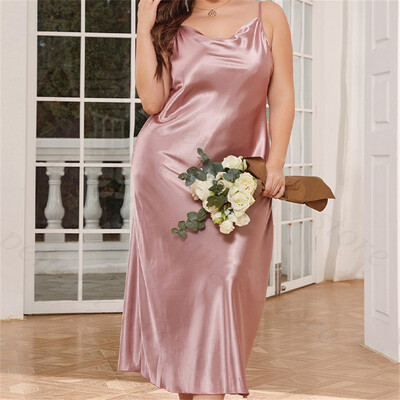 Suures suuruses 3Xl 4Xl 5Xl Öösärk Daam Seksikas Swing Collar Öösärk Pikk Pesu Naiste Suvine Uus Satiinist magamisriided Öörõivad