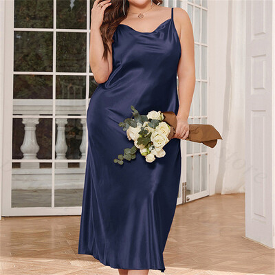 Suures suuruses 3Xl 4Xl 5Xl Öösärk Daam Seksikas Swing Collar Öösärk Pikk Pesu Naiste Suvine Uus Satiinist magamisriided Öörõivad