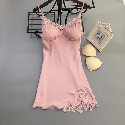 Seksīgs raibs mežģīņu bikšturis naktskrekls jauns vasaras sieviešu mini naktskrekls guļamveļa brīvs zīda satīna mājas apģērbs apakšveļa