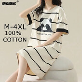 100% KOKVILNA! M-4XL Liela izmēra vasaras sieviešu naktskrekls Jauns antibakteriāls HQ naktskrekls ar īsām piedurknēm guļamkrekls ikdienas kleita