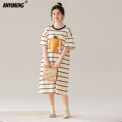 100% PUUVILL! M-4XL suures suuruses suvine naiste lühikeste varrukatega magamissärk vabaaja kleit Öösärk uhiuus antibakteriaalne HQ öösärk