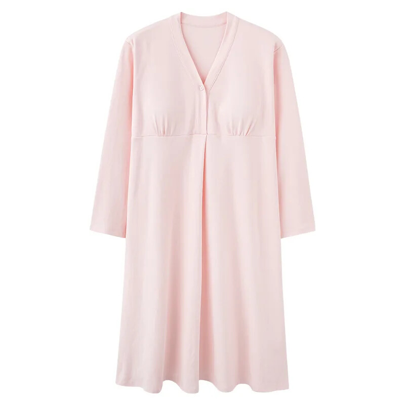 Jauna modes pavasara rudens tīras kokvilnas elpojošs guļamveļa krūšu spilventiņš garām piedurknēm naktskrekls sieviešu mājas apģērbs virsdrēbes