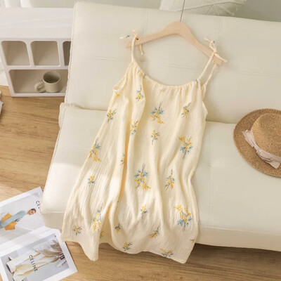 Puhast puuvillasest lõngast varrukateta kleit naistele 2024. aasta magus öösärk, koduriided, naiste pidžaamad