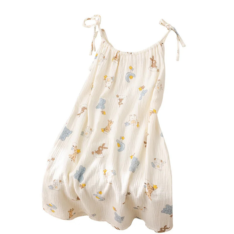 Puhast puuvillasest lõngast varrukateta kleit naistele 2024. aasta magus öösärk, koduriided, naiste pidžaamad